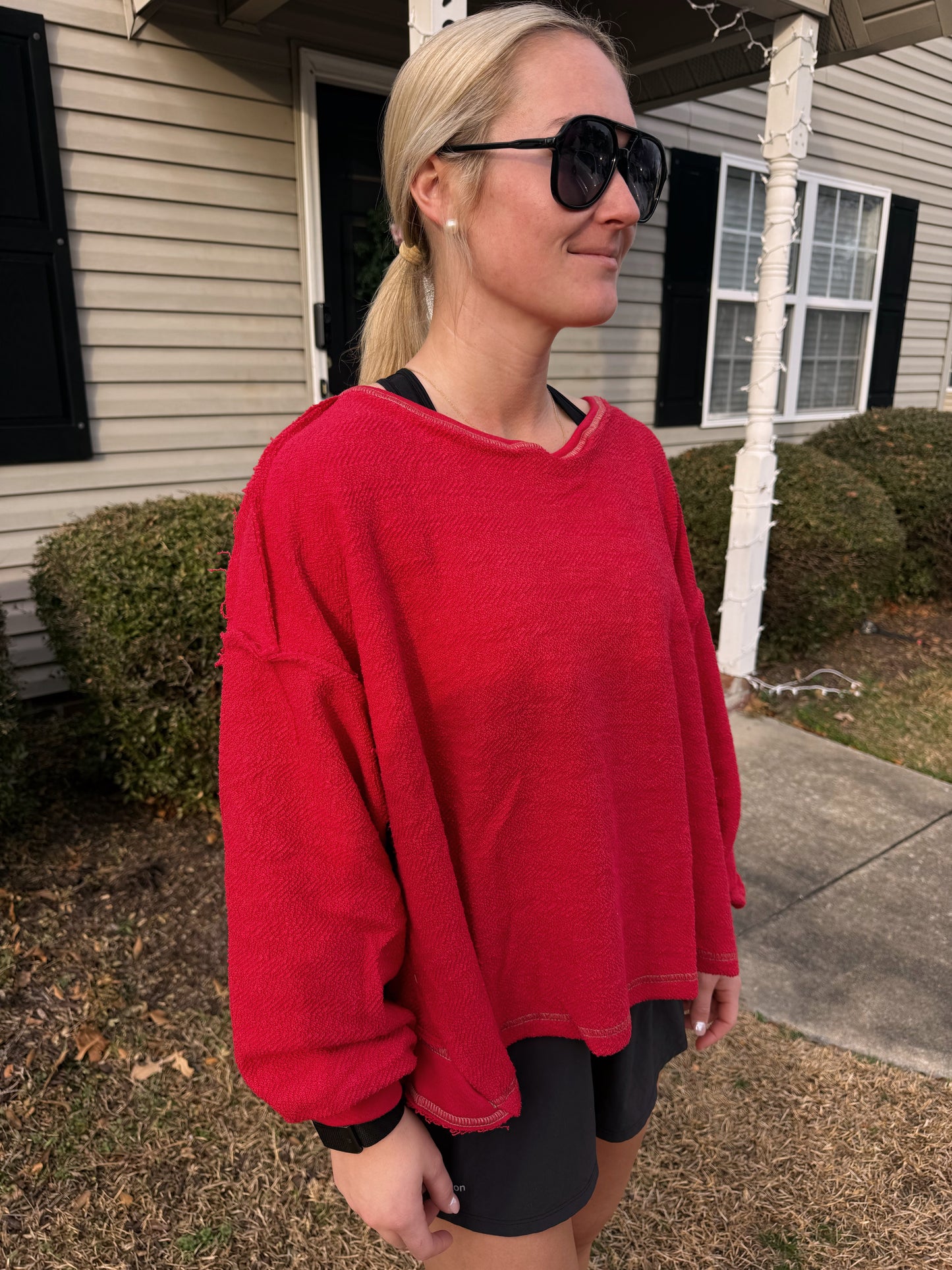 The Red Open Back LS