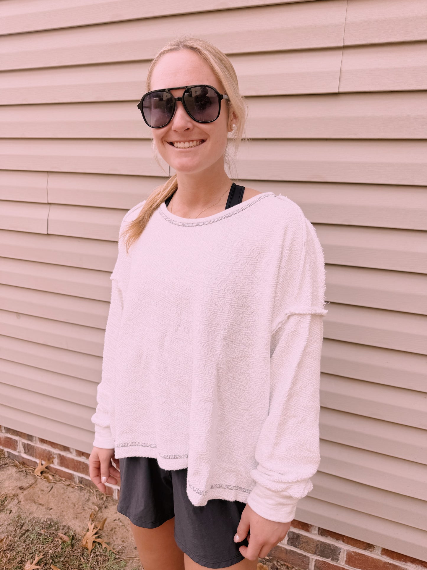 The White Open Back LS