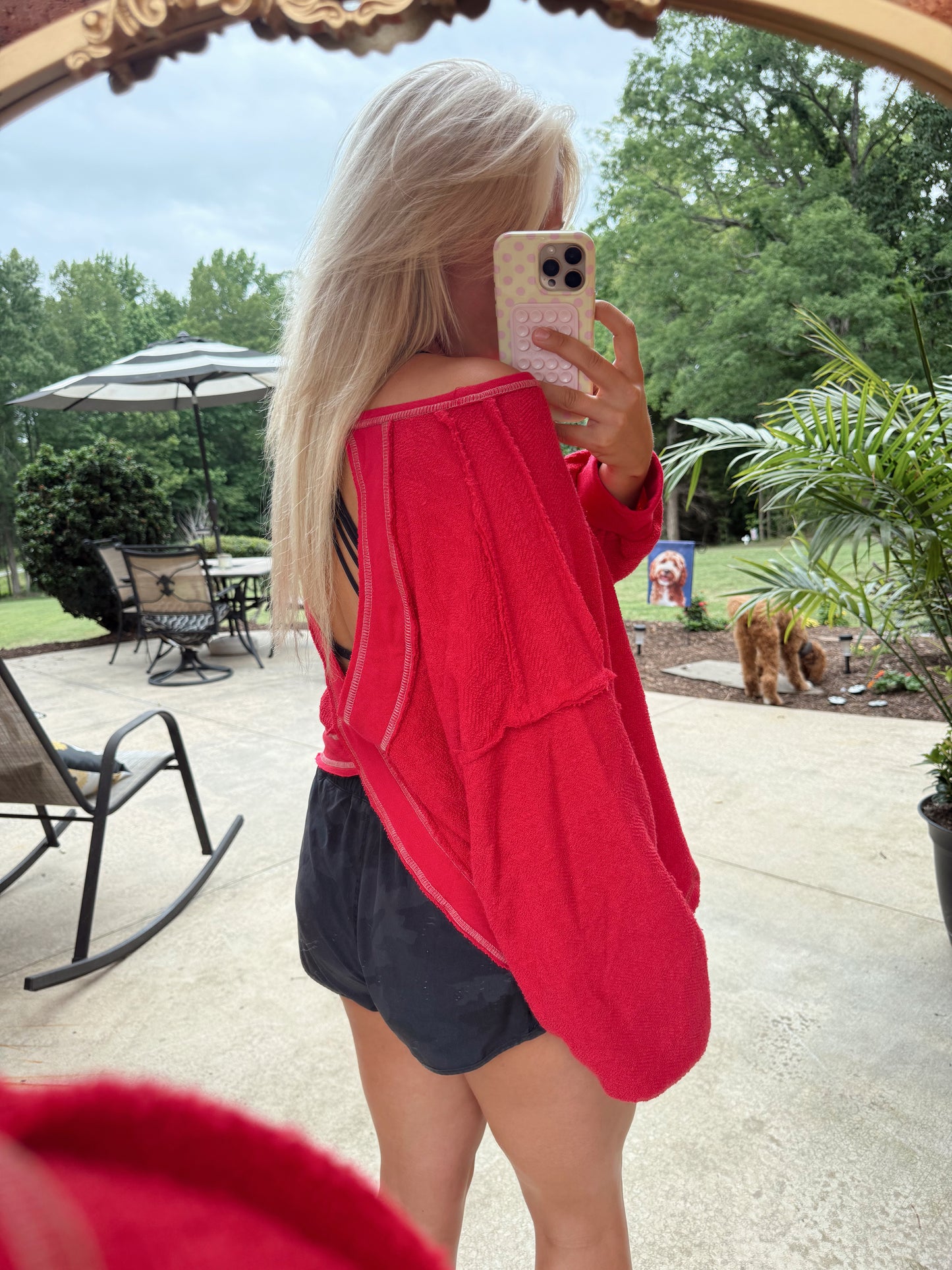 The Red Open Back LS
