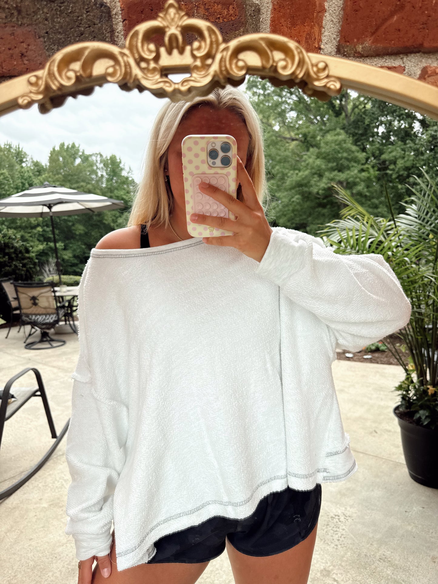 The White Open Back LS