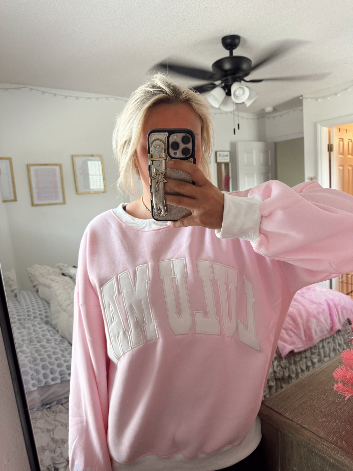 LULU MAC - Pink/White Retro Crew