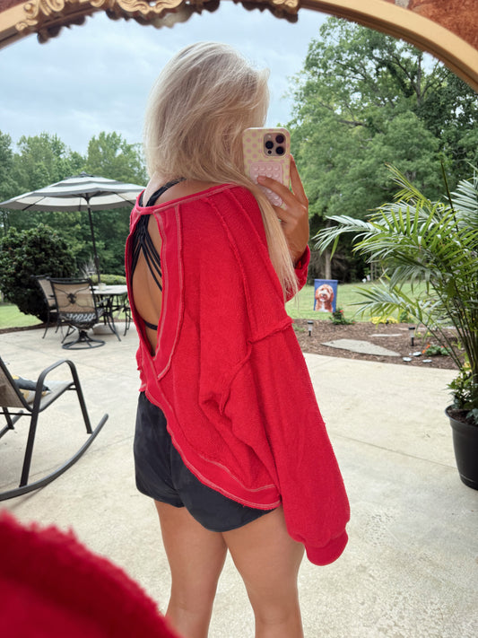 The Red Open Back LS