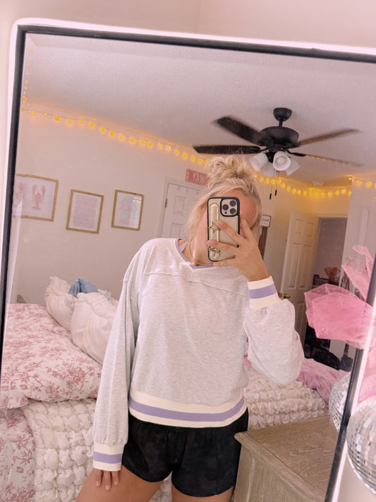 Cropped Purple/Yellow Crew - Large