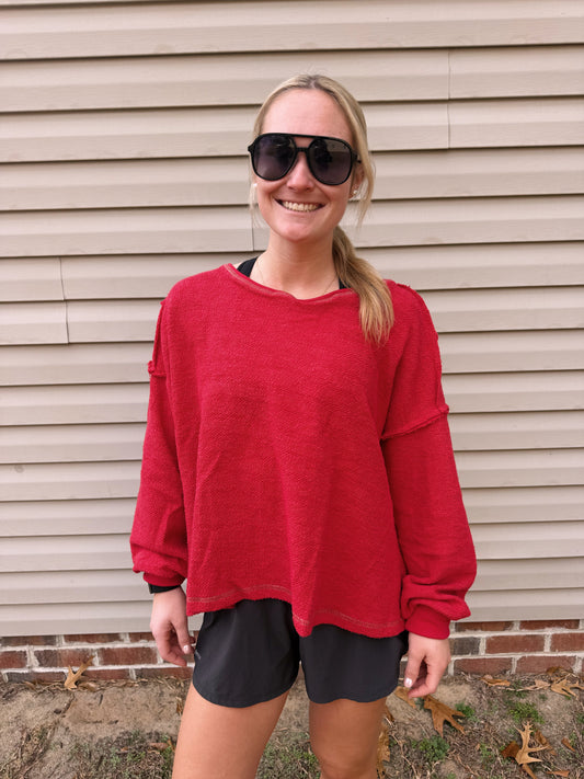 The Red Open Back LS