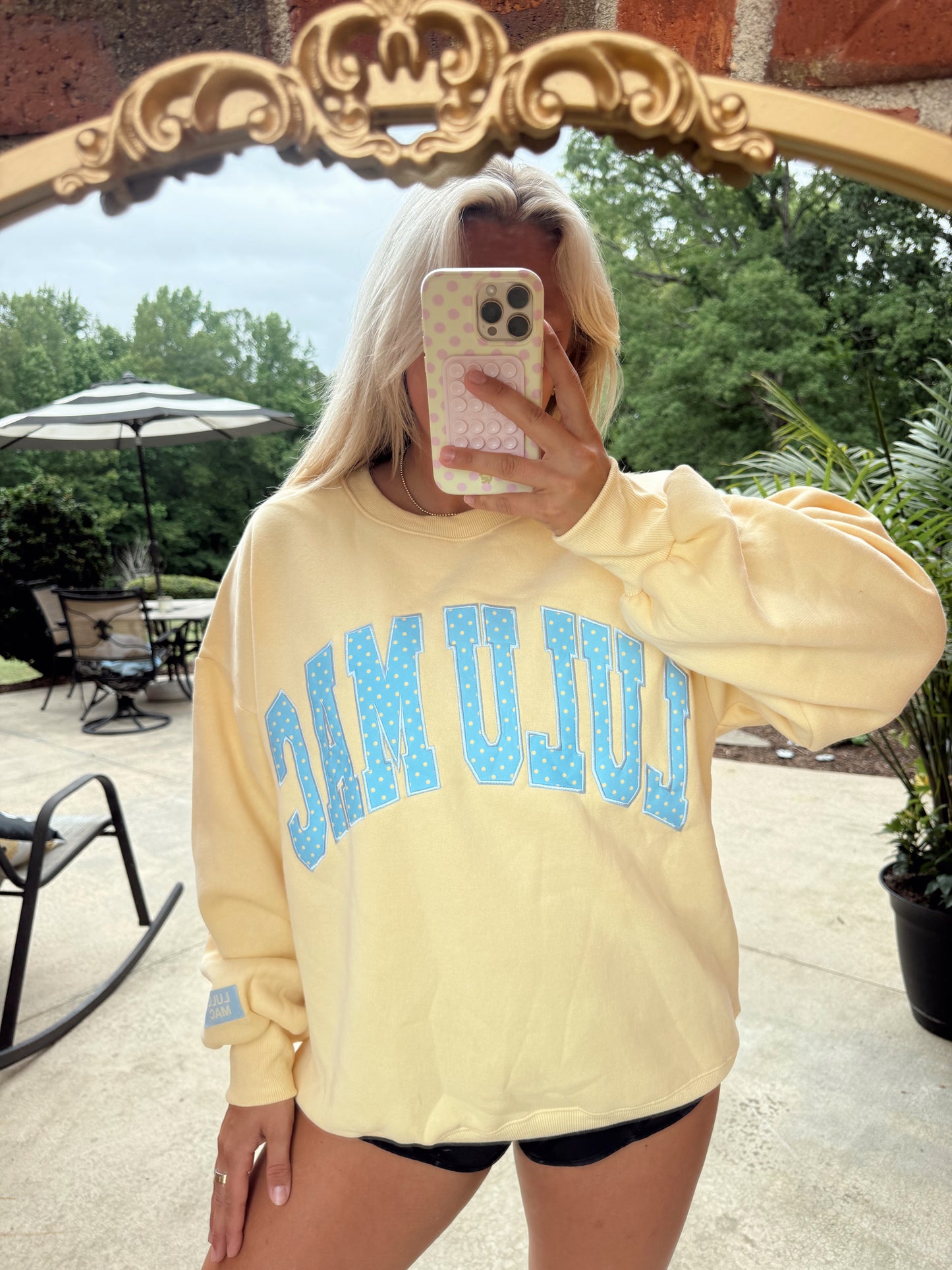 LULU MAC - Butter/Blue Polka Dot Crew