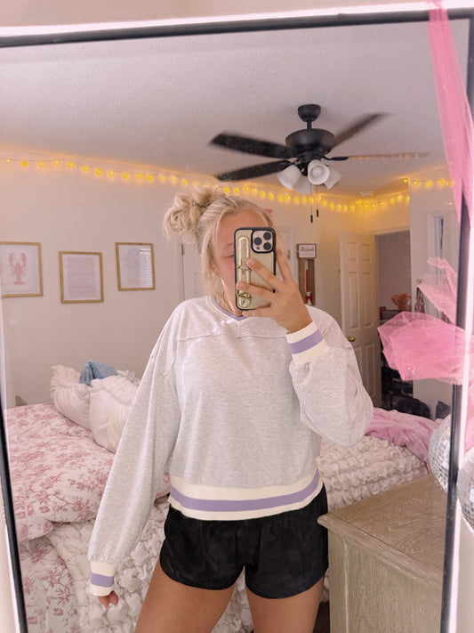 Cropped Purple/Yellow Crew - Large