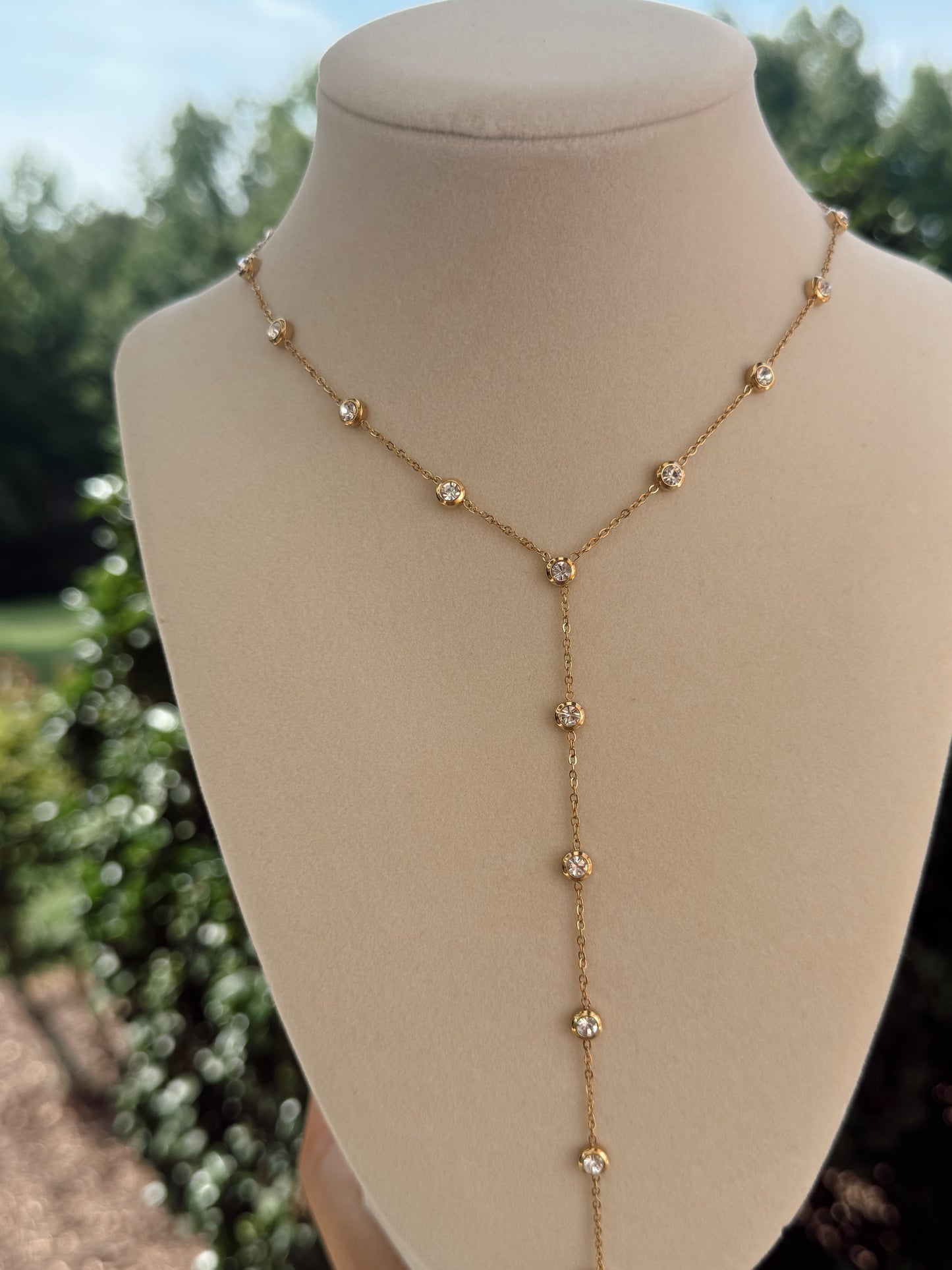 Sparkle Drop Lariat Necklace