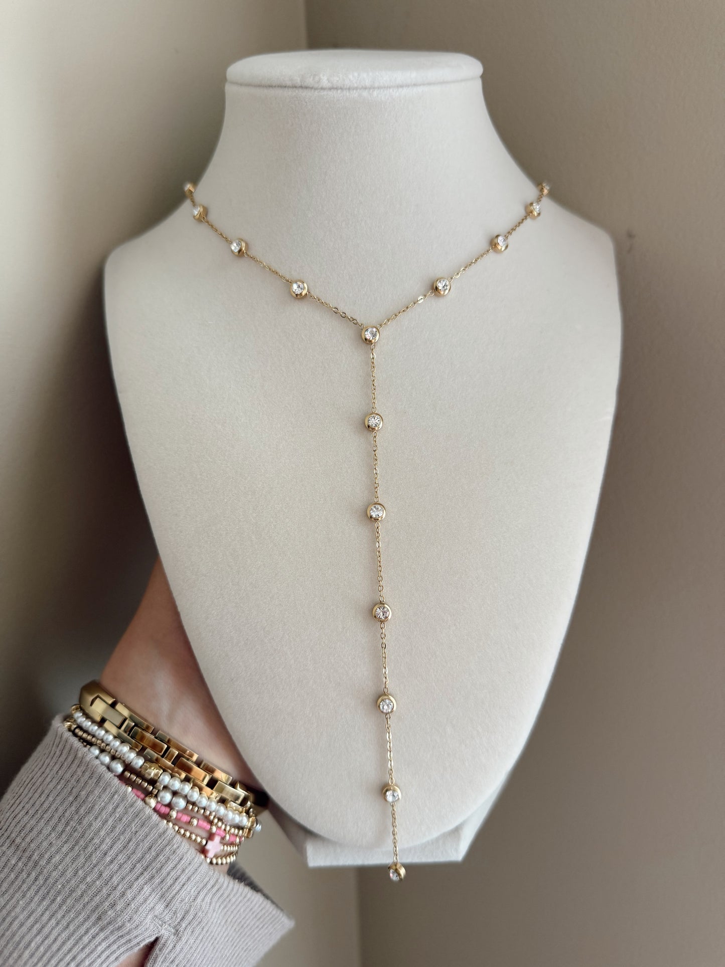 Sparkle Drop Lariat Necklace