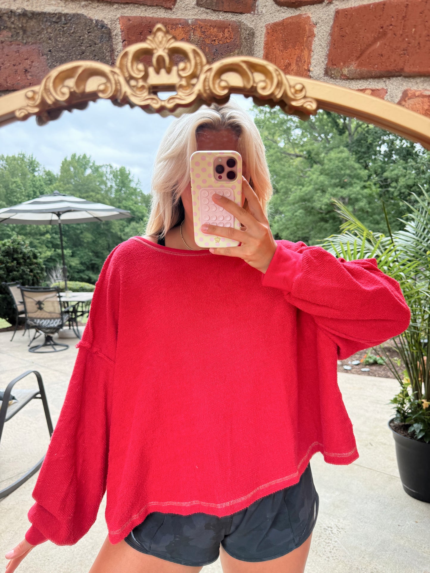 The Red Open Back LS