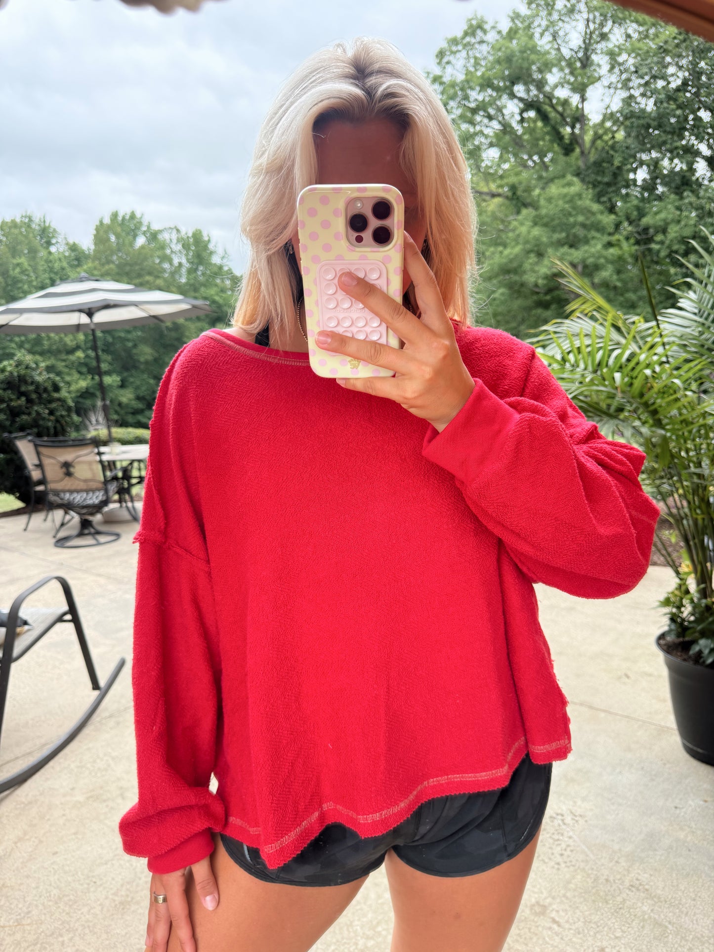 The Red Open Back LS