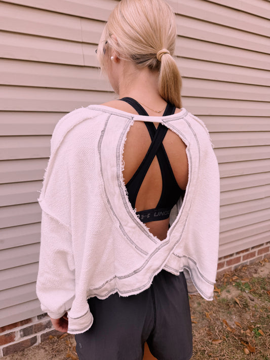 The White Open Back LS