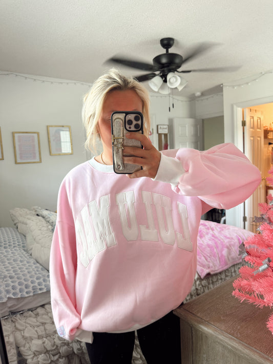 LULU MAC - Pink/White Retro Crew