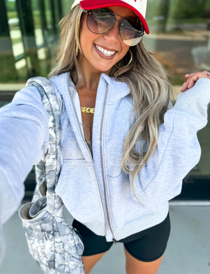 Ash Gray Zip Up Jacket - Large