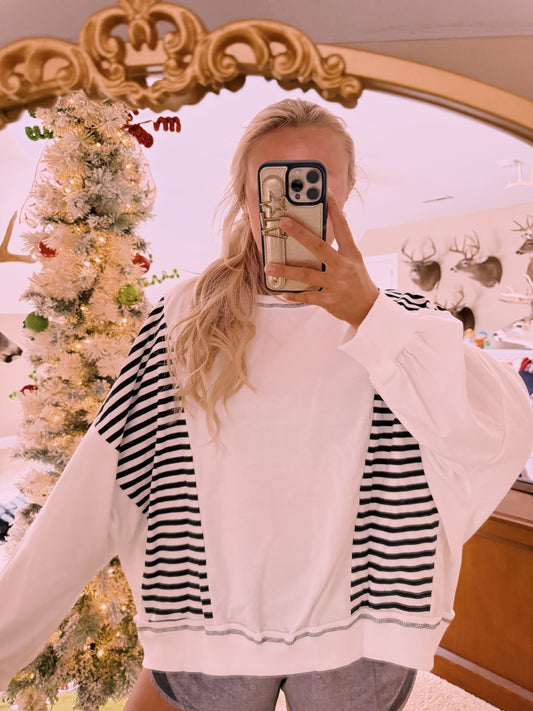 Black & White Striped Crew