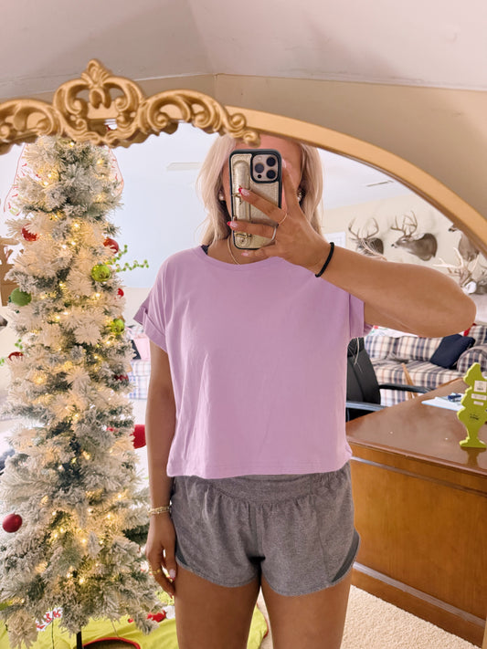 Cuff Cropped Tee - Powder Purple