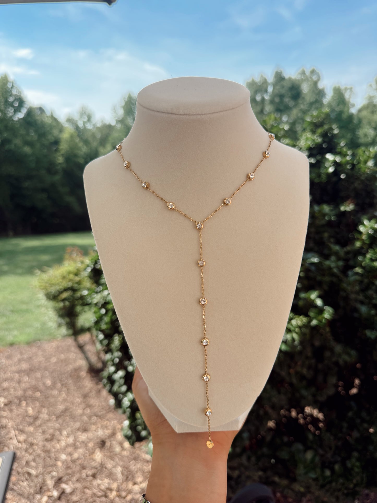 Sparkle Drop Lariat Necklace