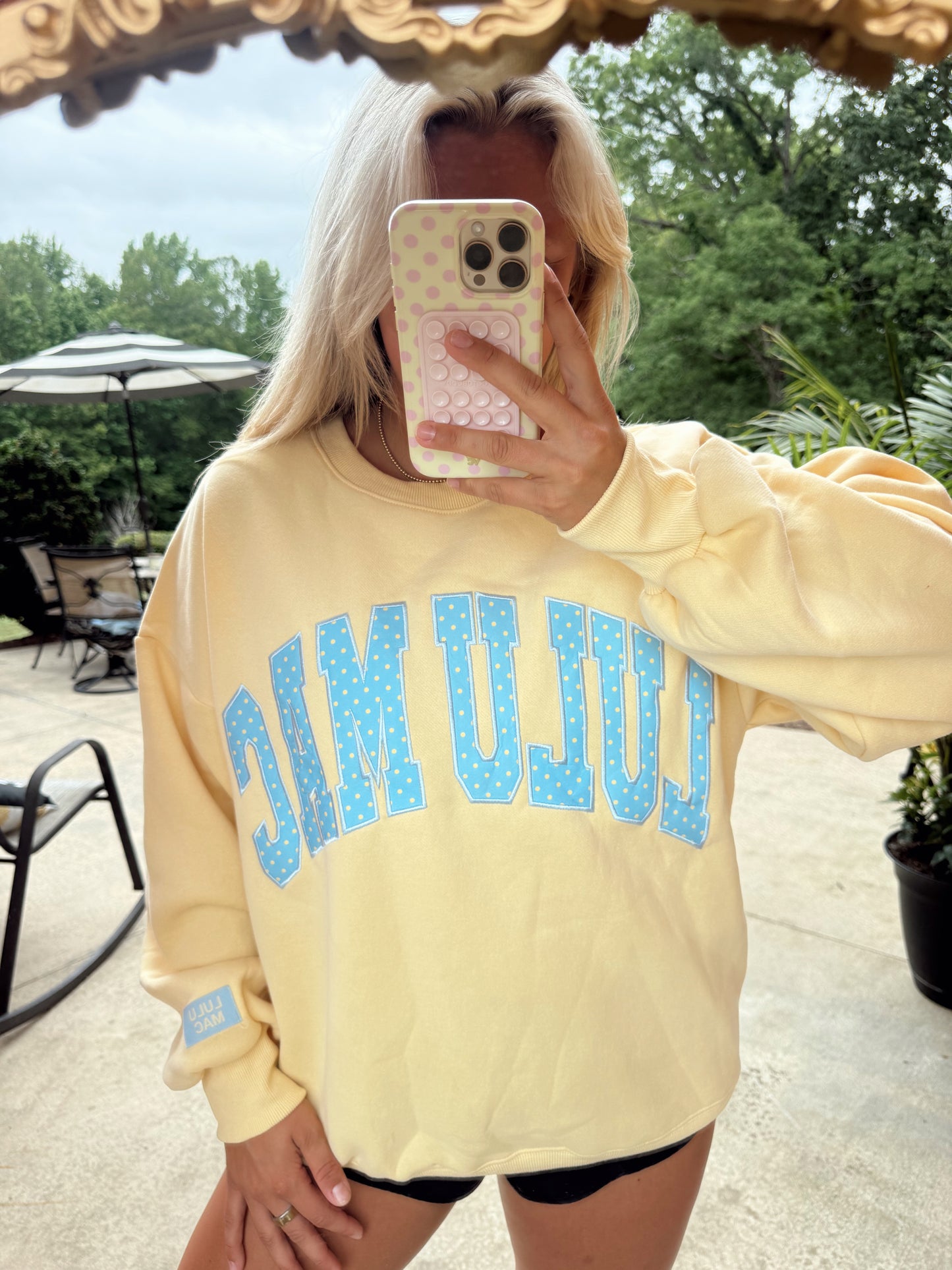 LULU MAC - Butter/Blue Polka Dot Crew