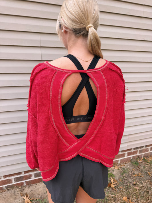 The Red Open Back LS