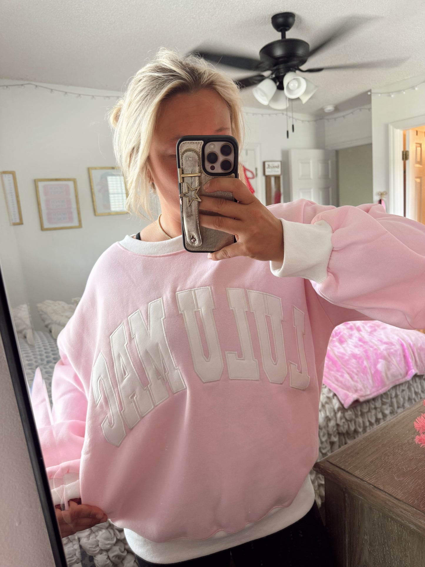 LULU MAC - Pink/White Retro Crew