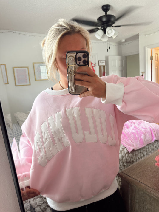 LULU MAC - Pink/White Retro Crew