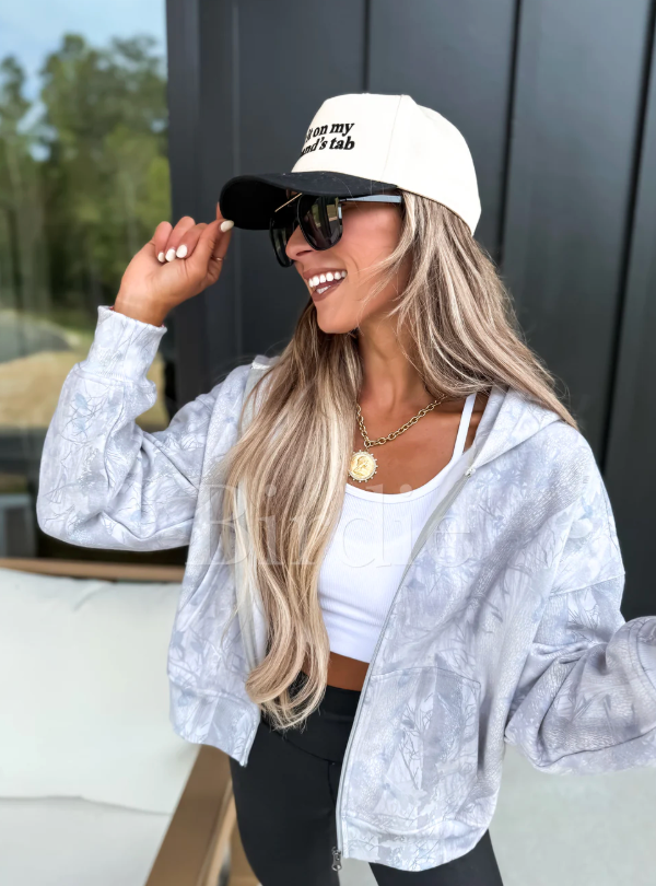 Light Wash Camo Zip Up - 2XL